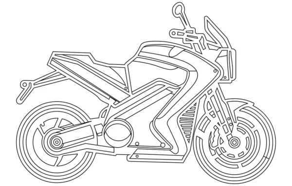 コンセプトデザインのためのベクトルラインアートバイク スポーツバイクの黒い輪郭のスケッチのイラストは白い背景で分離しました 満たさないストローク — ストックベクタ