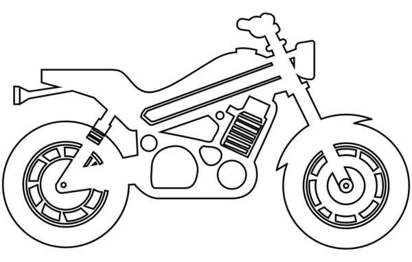矢量线艺术摩托车的概念设计 运动自行车黑色轮廓草图 在白色背景上孤立的图画 没有填饱肚子的一击 — 图库矢量图片