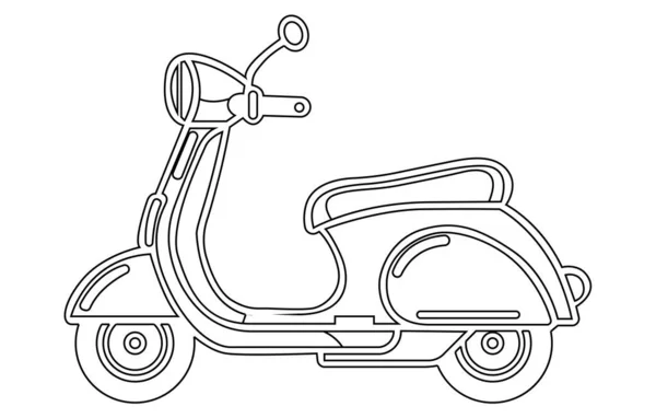 Vintage Scooter Obrys Vektor Elektrický Skútr Stock Ilustrace Moderní Scooter — Stockový vektor
