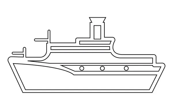 货船线矢量图解 军舰轮廓矢量图 — 图库矢量图片