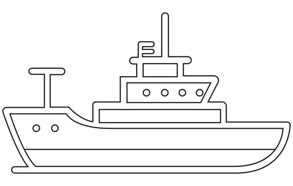Frachtschiff Linienvektor Abbildung Militärschiff Umrissvektor — Stockvektor