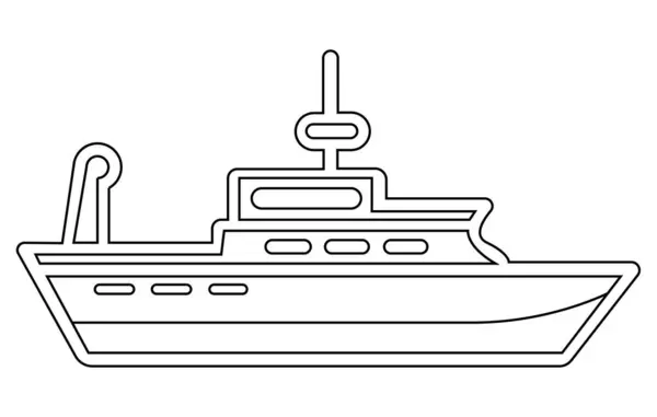 Lastfartyg Linje Vektor Illustration Militära Fartyg Kontur Vektor — Stock vektor