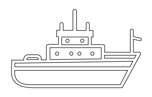 Teherhajó Vektor Illusztráció Hadihajó Körvonalvektor — Stock Vector