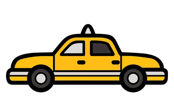 Taxi Vettore Illustrazione Auto Taxi Giallo Car Flat Illustrazione — Vettoriale Stock