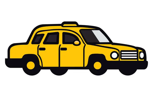 Wektor Ilustracji Taksówki Żółta Taksówka Samochód Płaski Ilustracja — Wektor stockowy