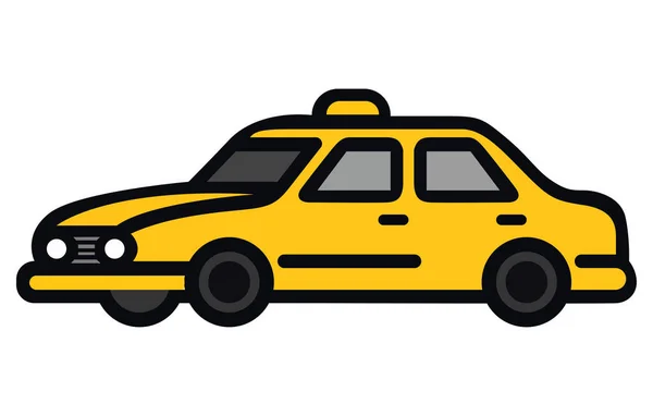 Ταξί Αυτοκίνητο Εικονογράφηση Διάνυσμα Κίτρινο Ταξί Αυτοκίνητο Επίπεδη Απεικόνιση — Διανυσματικό Αρχείο