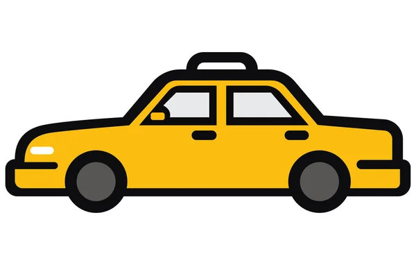 Taksi Arabası Illüstrasyon Vektörü Sarı Taksi Düz Çizim — Stok Vektör