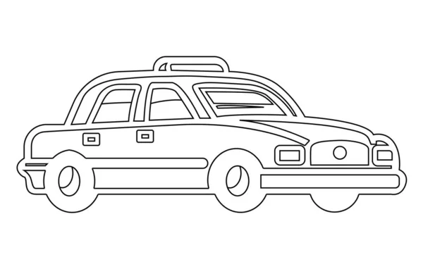 Taxi Car Zarys Ilustracji Wektor Żółta Taksówka Samochód Płaski Ilustracja — Wektor stockowy
