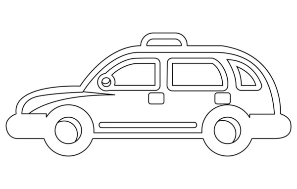 Taxi Coche Contorno Ilustración Vector Taxi Amarillo Coche Esquema Ilustración — Vector de stock