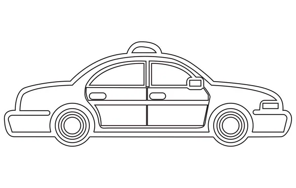 Taxi Auto Contorno Illustrazione Vettore Taxi Giallo Car Flat Illustrazione — Vettoriale Stock
