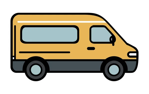 Camionnette Isolée Fourgon Cargo Avec Vue Latérale Illustration Style Plat — Image vectorielle