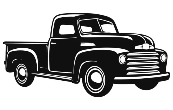 Vintage Pickup Truck Logo Monochrom Design Stil Stockillustration