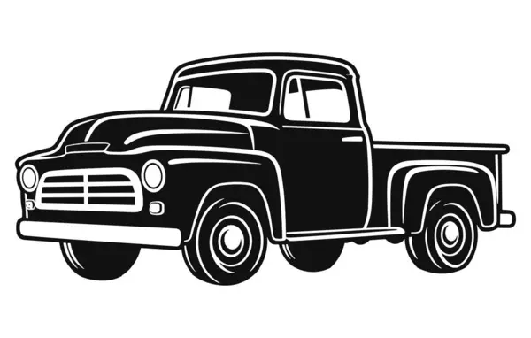 Vintage Pickup Truck Logo Monochrom Design Stil lizenzfreie Stockvektoren