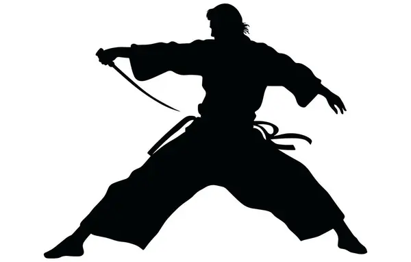 Karate Kämpfer Silhouette Athlet Karate Aikido Illustration Vektor Üben Kämpfen lizenzfreie Stockvektoren