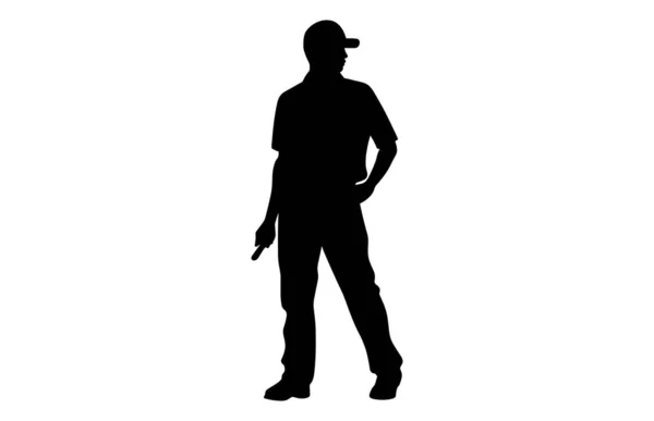 Baseball Umpire Vector Silhouette Baseball Umpire Entscheidungsanzeige Durch Handzeichen lizenzfreie Stockillustrationen
