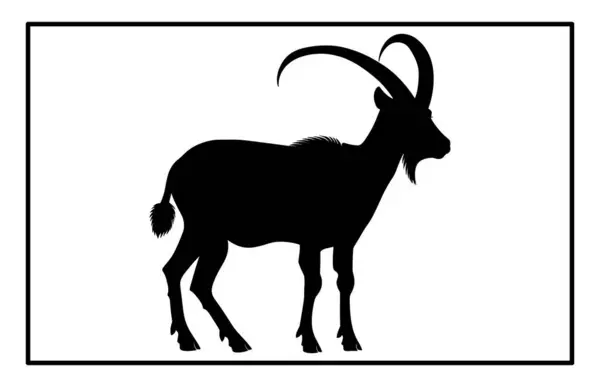 stock vector Black Alpine Goat Silhouette, Alpine ibex silhouette illustration