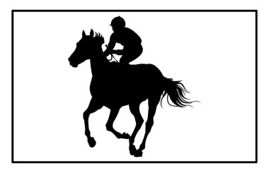 Jokey Binicilik Atı Silueti - Binicilik Sporu Çizimi ve Clipart