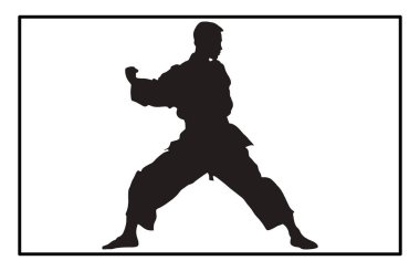 Karate Male Silhouette - Dynamic Martial Arts Pose Illustration and Clipart