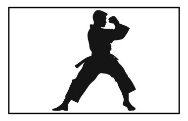 Karate Erkek Silueti - Dinamik Dövüş Sanatları Poz Verme ve Clipart