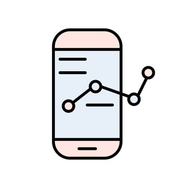 Phone with statistical charts line icon. Diagram, statistics, infographics, bar, pie, chart, personal growth, marketing, decline, growth, arrow, data analysis, database. Infographics concept.