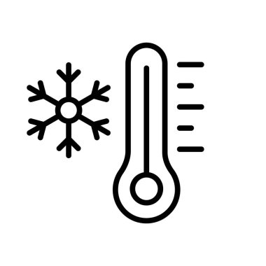 Thermometers with snowflake line icon. Different levels of temperature, climat control, air, warm, cold, weather conditions, fever, sickness, illness. Measure concept. Vector black line icon