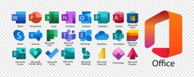 Microsoft Office 365: Excel, PowerPoint, Publisher, Sway, Outlook, SharePoint, Access, Exchange, Word, Srore, Planner, Streams, Forms, Yammer, OneDrive, Teams, Skype, OneNote, Yammer, etc. Editorial
