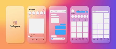 Popular social network mockup. Set template social media and network interface.