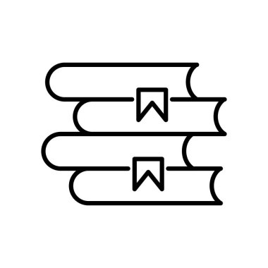 Stack of books with bookmarks line icon. Learning, information, literature, read a book, knowledge, wisdom, textbook, reading. Education concept. White background. Vector line icon for Business.