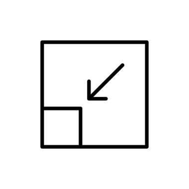 Zoom out button line icon. Window, player, viewer, full scree, arrow, metaverse, minimize, maximize, scale. Technology concept. White background. Vector line icon for Business and Advertising.