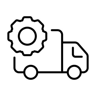 Delivery van line icon. Safe, fast delivery by air to anywhere in the world. Planet, pointer, parcel. Delivery of goods. Vector line icon on white background