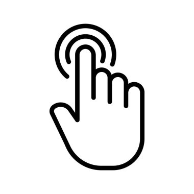 Scrolling set icon. Click, slide, zoom, zoom out, sensor, touchpad, tap, press, touch, panel, stimulation, pointer, index finger, keyboard. Sensory concept. Vector black line icon for Business