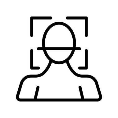 Face Identification line icon. Eye recognition, biometrics, authentication, face ID, identikit, security, protection, defense. Verification concept. Vector black line icon on a white background