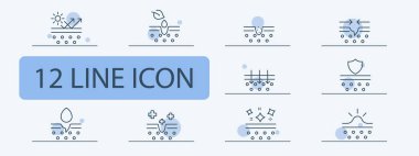 Skin healing line icon. Injury, shaving gel, healing process, moisture, skin care, sun protection. Skin care concept. Pastel color background. Vector 12 line icon for business