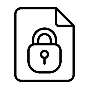 File with lock line icon. Personal data protection, password-protected files, hacking, personal information security. Security concept. Vector line icon on white background