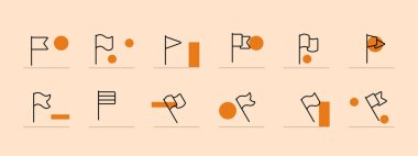 Flag icon set. Overcoming distances, Olympic Games, sports, time trial, country flags, athletics. Sport concept. Pastel color background. Vector line icon for business