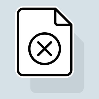 File with cross line icon. Banking protection, mail protection, personal data protection, cloud data protection, key, shield, monitor. Security concept. Vector sticker line icon on white background