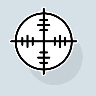 Aim line icon. Shooting, target, victim, optics, zoom, weapons, collimator, war, targeted advertising. Advertising concept. Vector sticker line icon on white background