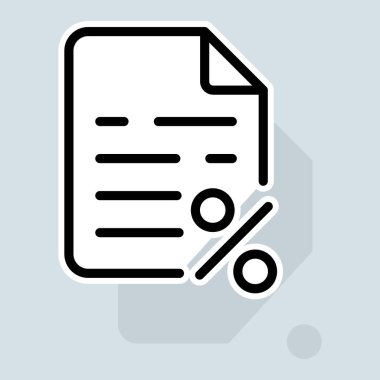 File with percentage line icon. Money, credit, contract, banking system, installment plan, mortgage, securities, documents. Banking concept. Vector sticker line icon on white background