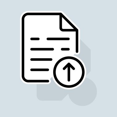 File with download line icon. Cloud storage, personal information security, online databases. Security concept. Vector sticker line icon on white background