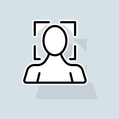 Face ID line icon. Phone lock, security, biometric data, personal data protection, front camera, tracking. Security concept. Vector sticker line icon on white background