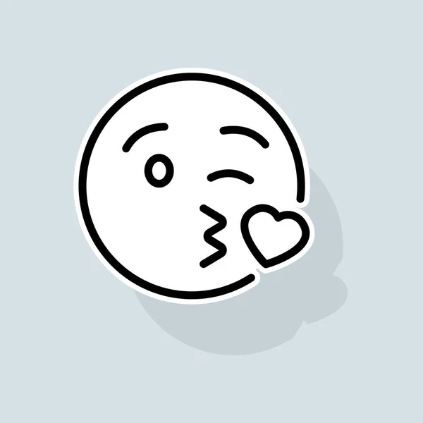Air kiss emoji line icon. Communication, emoticons, chats, stickers, attitude, emotions, mood. Emoji concept. Vector sticker line icon on white background