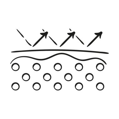 Zararlı ışın çizgisi ikonundan cilt koruması. Oklu deri tabakaları. Vektör