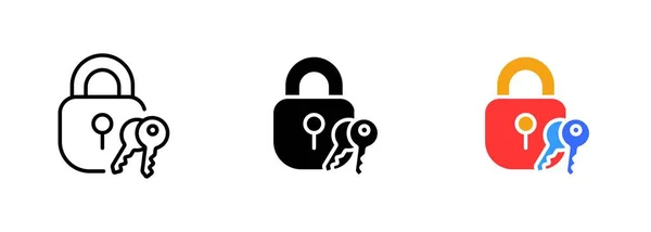 Значок Замка Двумя Ключами Часто Используемый Обеспечения Безопасности Конфиденциальности Контроля — стоковый вектор