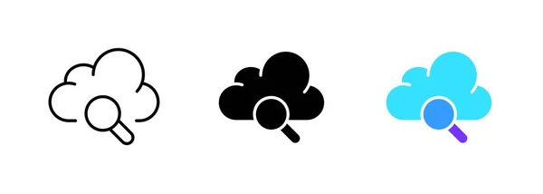 Иконка Облака Лупой Представляющая Возможность Поиска Изучения Облачных Данных Информации — стоковый вектор