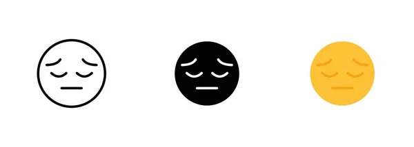 表情一种描绘悲伤或不快乐的脸的表情 常用来传达悲伤 失望或苦恼的感觉排成行的矢量图标集 孤立的黑色和彩色样式 — 图库矢量图片