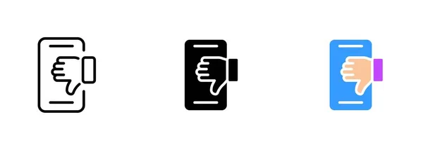 Teléfono Inteligente Con Dedo Apuntando Hacia Abajo Icono Que Sugiere — Vector de stock