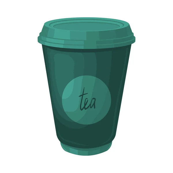 Векторна Ілюстрація Зеленої Паперової Чашки Словом Чай Написаним Ній Білим — стоковий вектор
