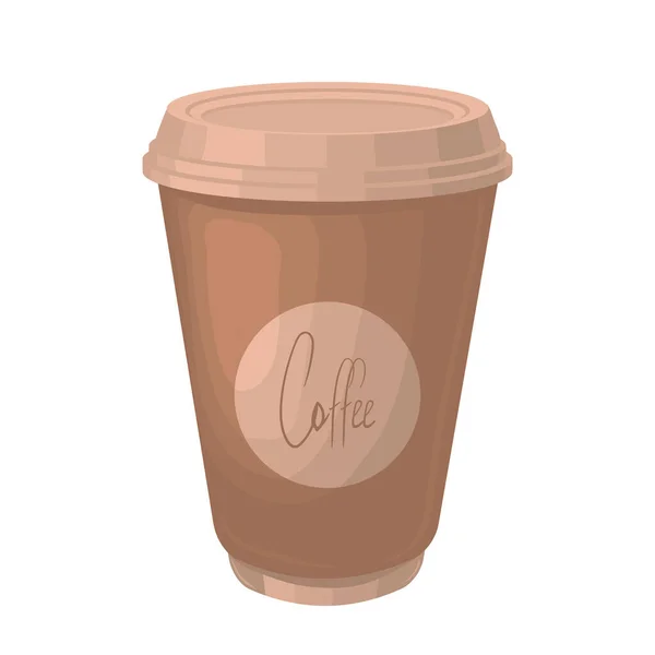 Vektorová Ilustrace Hnědého Papírového Šálku Kávu Bílým Nápisem Káva Vektorová — Stockový vektor