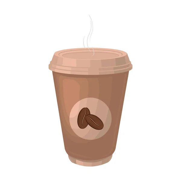 コーヒー豆を使ったデザインの茶色い紙コーヒーカップのベクトルイラスト ベクターイラスト — ストックベクタ