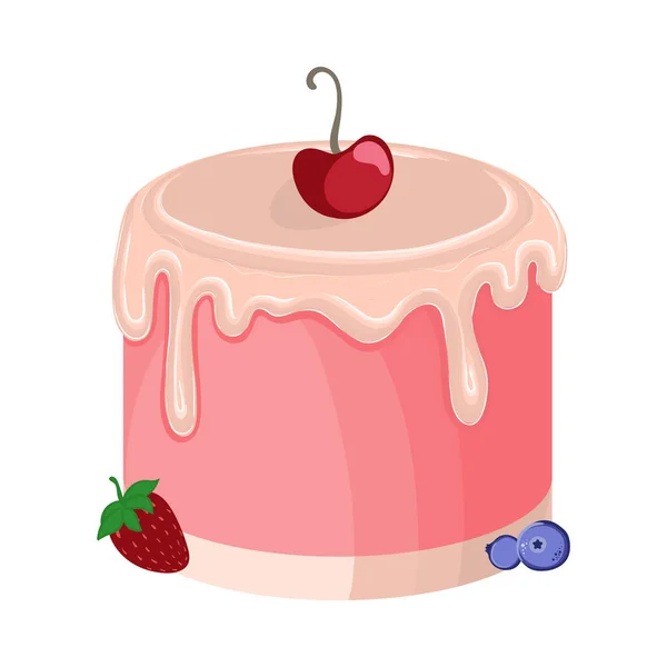 Kleiner Kuchen Oder Gebäck Mit Kirsch Oder Kirschfüllung Vektorillustration — Stockvektor